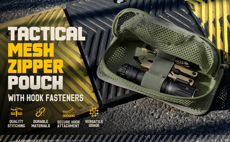 Tactical Mesh Zipper Pouch Modular Insert Panel Organizer EDC Utility ...