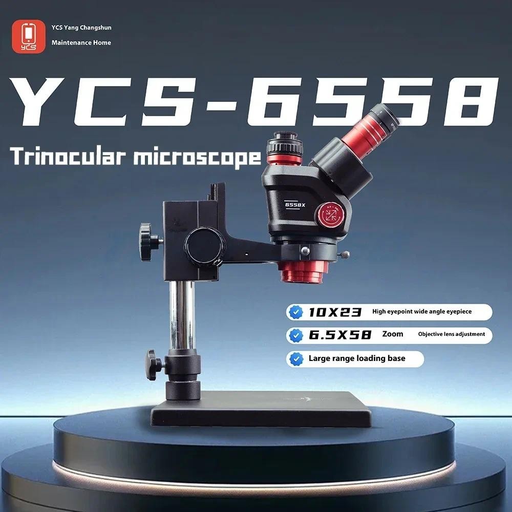 YCS 6558S HD Trinocular Microscope with Base 6.5X58 Zoom 4K Camera kit ...