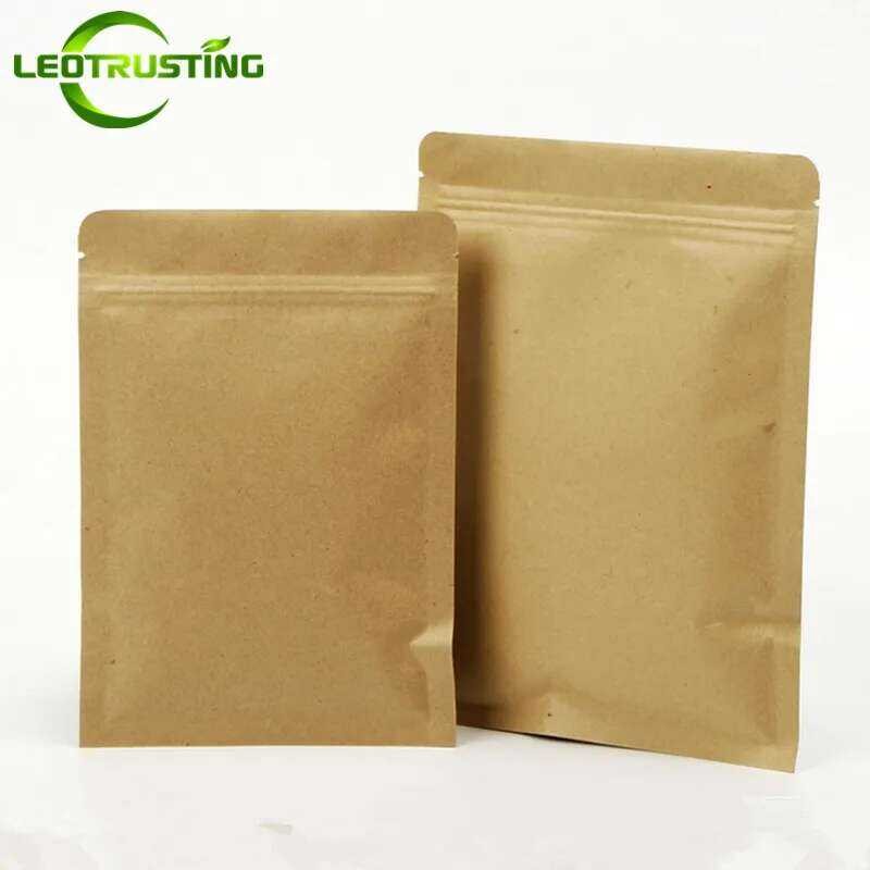 Flat ⭐ ⭐Aa 100Pcs Kraft Paper Zip Lock Gift Packaging Bag Capsule Nuts ...