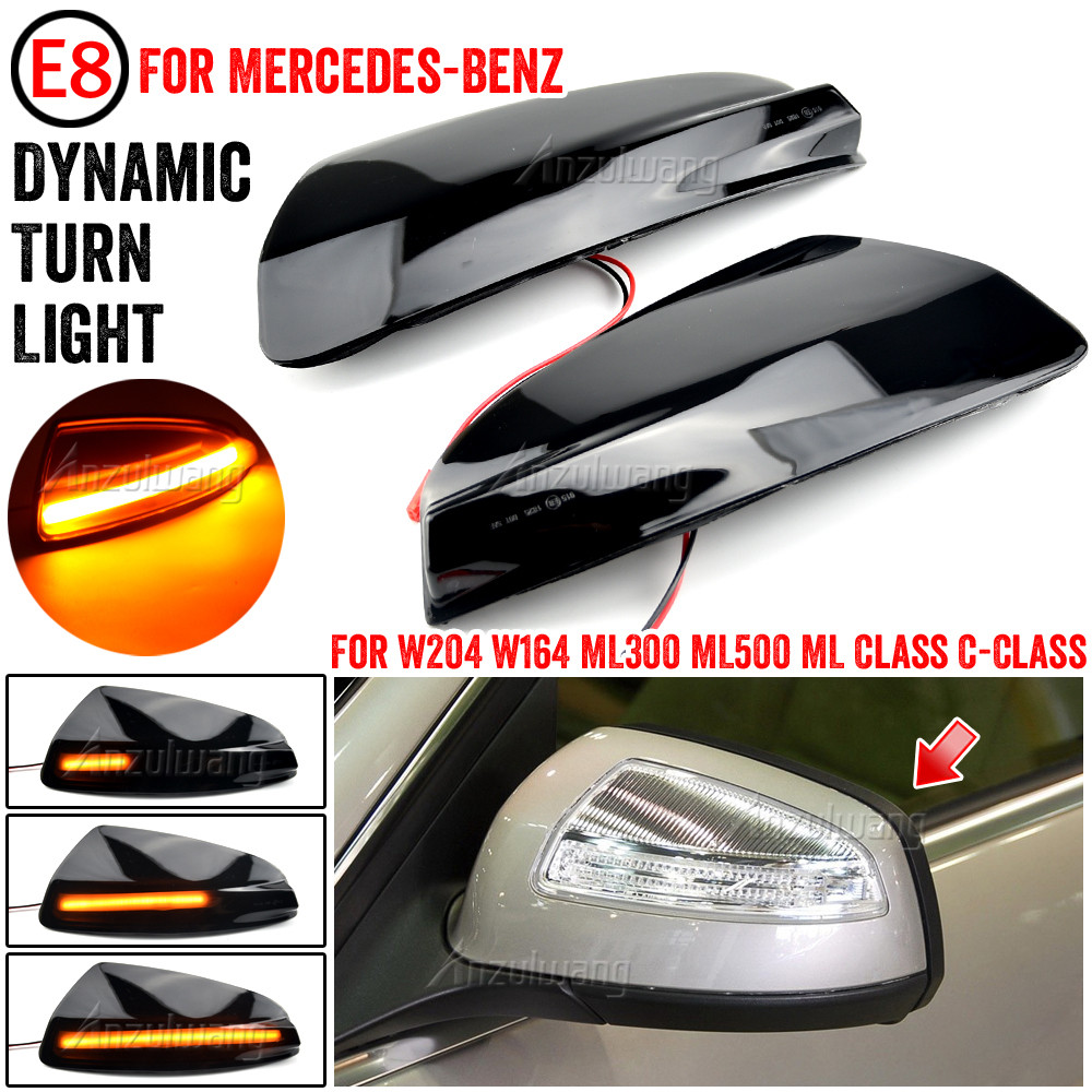 Side Mirror Indicator Light For Mercedes-Benz C-Class W204, Viano/Vito W639, ML W164 – Clear Lens LED Dynamic Turn Signal-721514