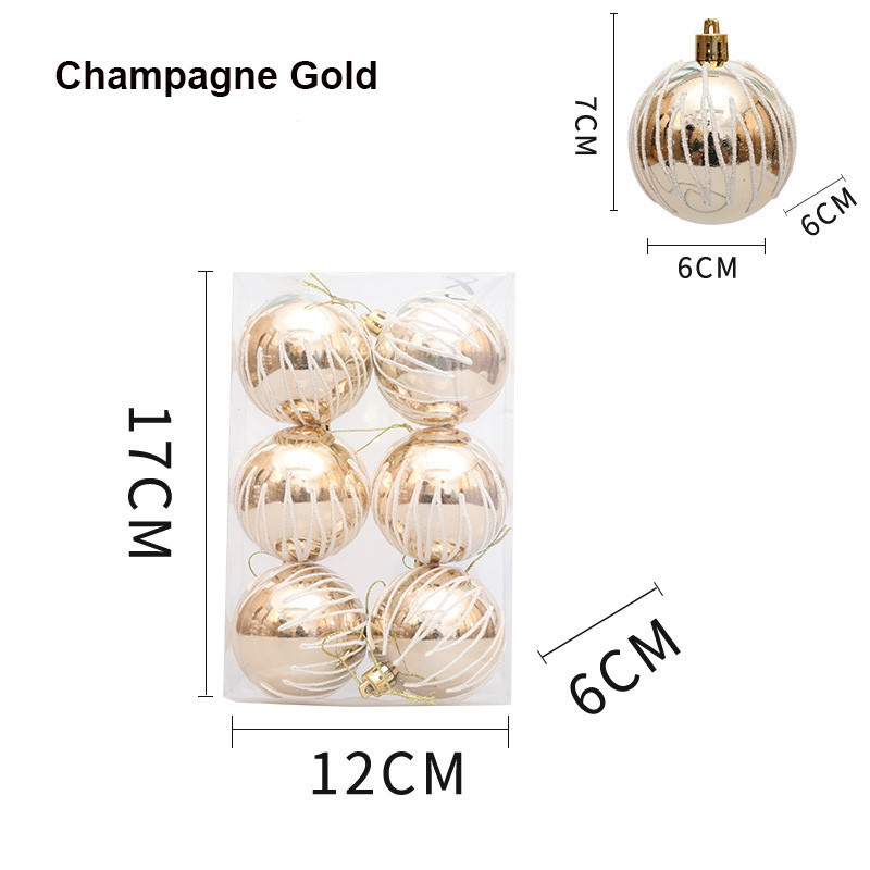 6pcs Christmas Ball Ornaments 6cm Red Rose Gold Silver Baubles ...