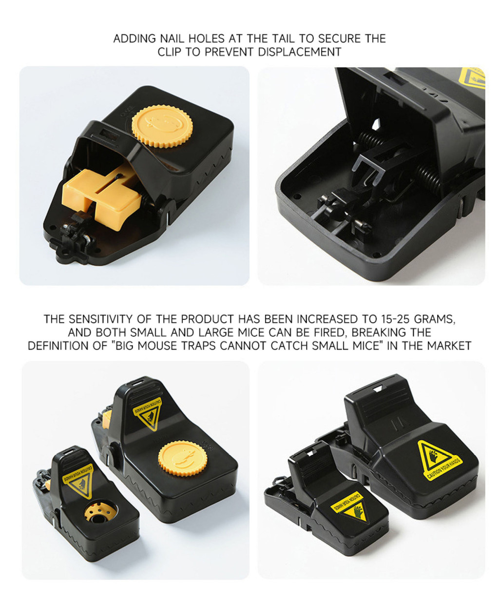 Upgraded Large Mouse Rat Traps - Safety High Sensitive Snap Big Plastic ...