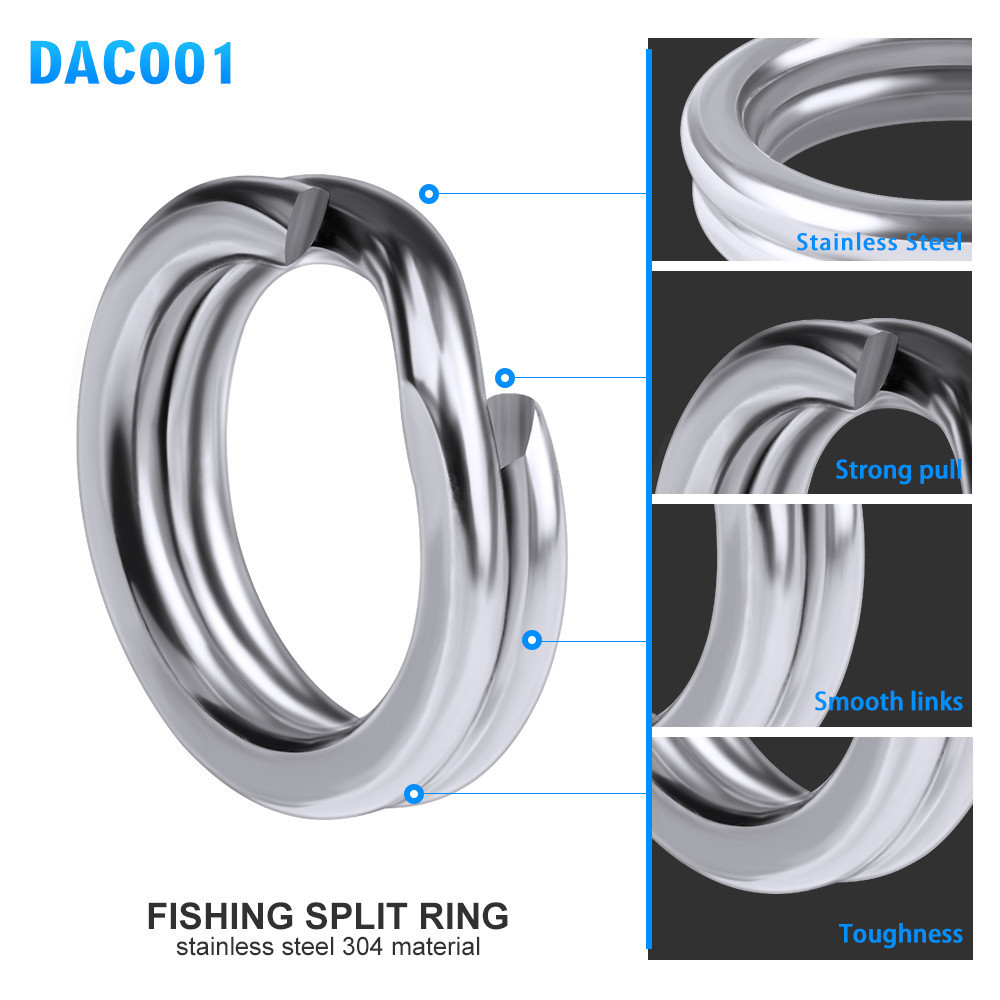 PROBEROS 50pcs Fishing Split Rings for CrankHard Bait Silver Stainless ...