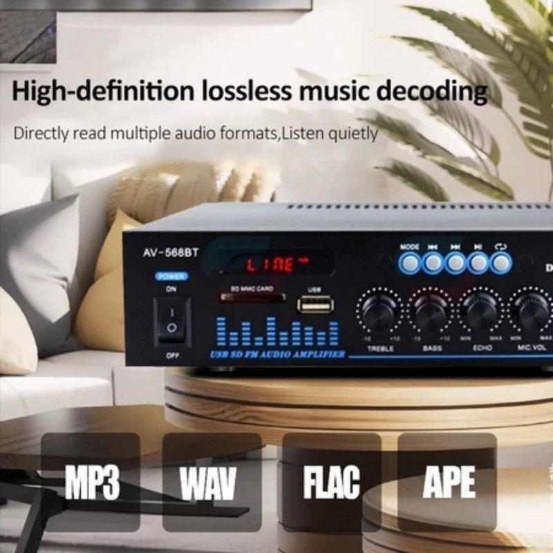 HIFI Audio Player 12v 220V 2000W Amplifier with Bluetooth 5.0 Amplifier