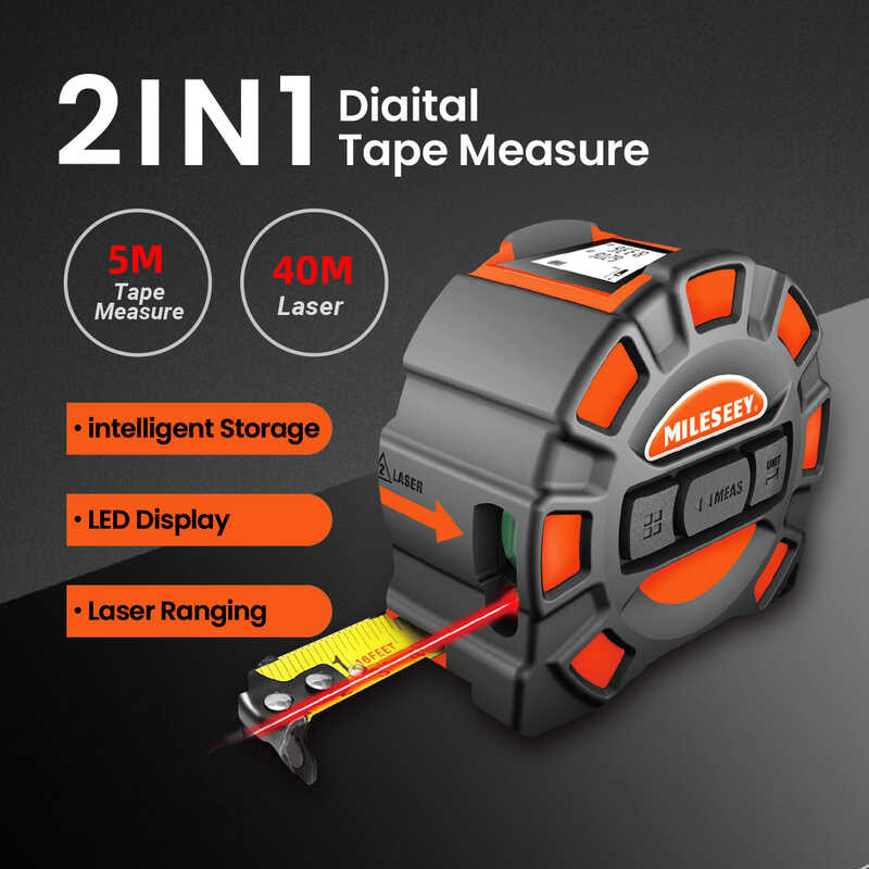 MILESEEY f High Precision Laser Tape Measure DT11, 40M Laser Range ...