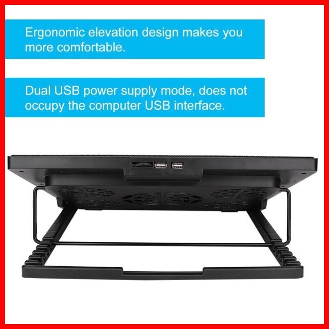 ♟ Notebook Laptop Cooler Pad Stand S500 Mute 5 Fans Laptop Cooling Pad