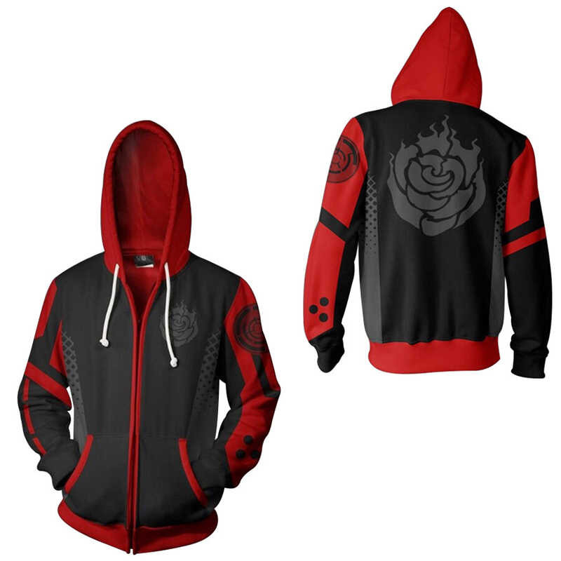 RWBY Hoodie With Zipper Unisex 3D Jacket Sweater Ruby Rose Yang Xiao ...