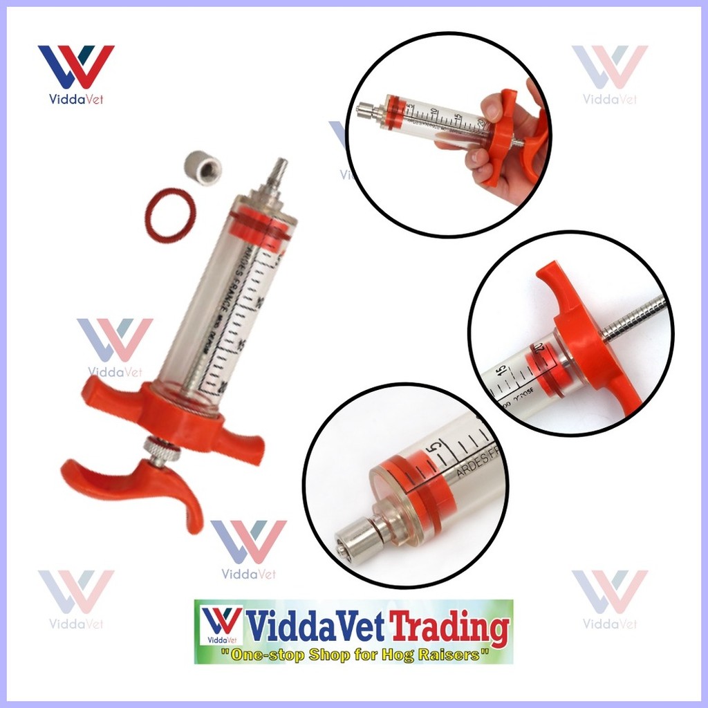 Reusable 20ml TPX Steel Syringe for Pig Poultry Veterinary Vaccination ...