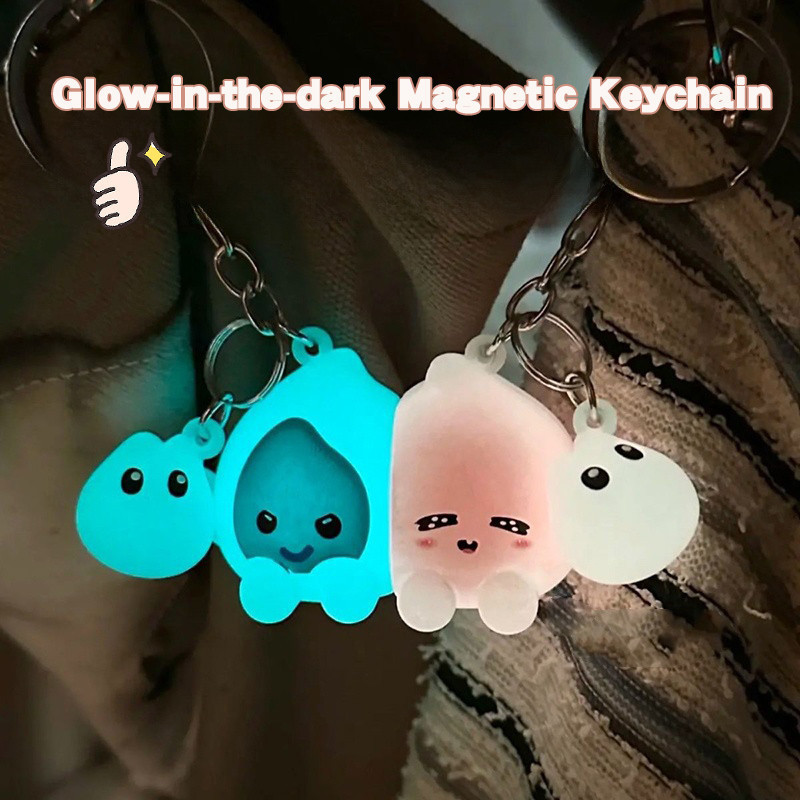 Creative Glowing Fire Shaped Keyrings Cute Glow Ghost Keychain Friend ...