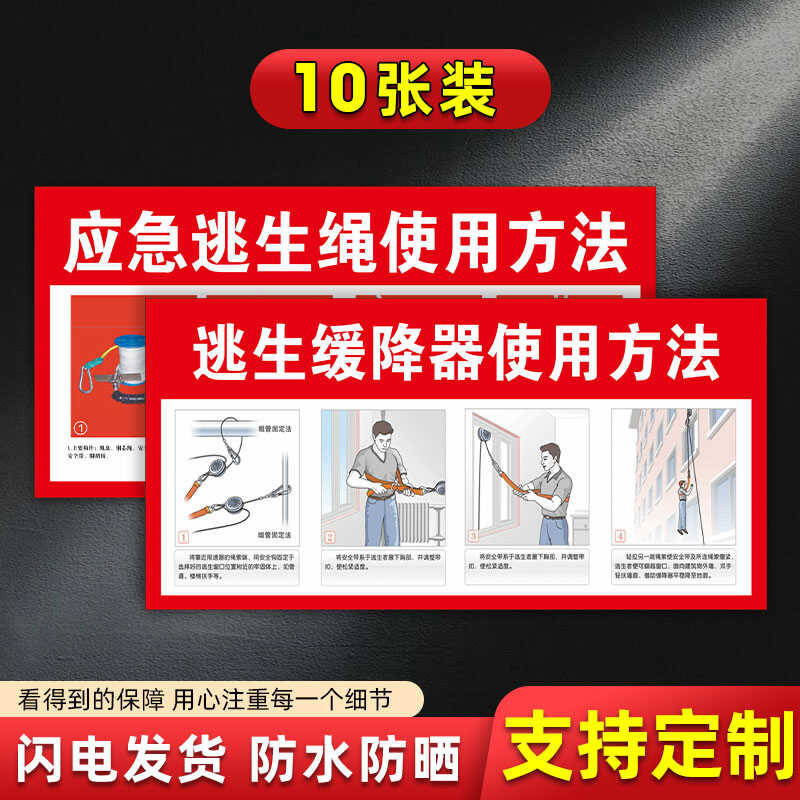 Emergency Escape Rope Usage Instructions Sticker Firefighting Descent ...