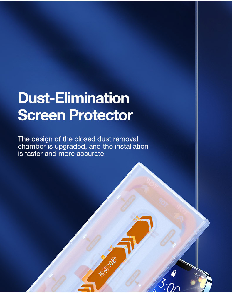 Auto Dust Elimination Tempered Glass Privacy HD Dust Proof Protective ...