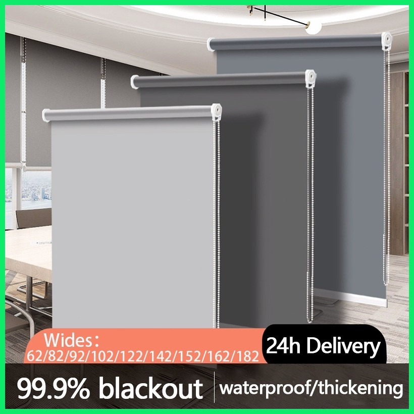 ♠ Big Size 182/162X220 100% Blackout Window Roller Shades Korean Blinds ...