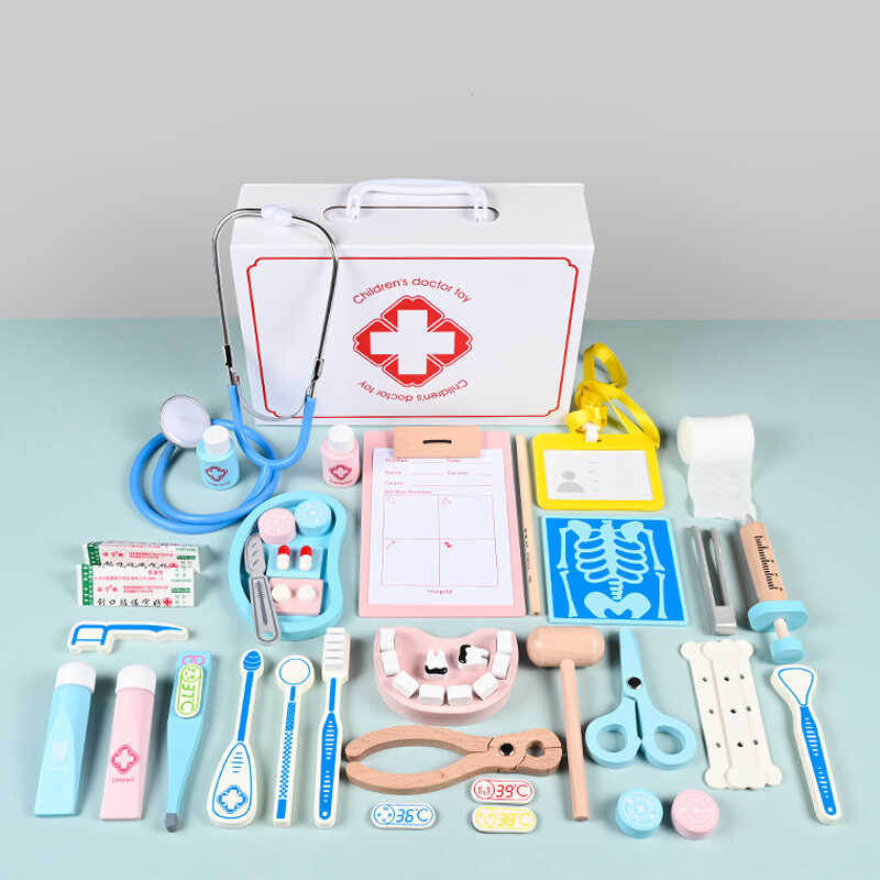 Pretend Play Toys Simulation Wooden Box Doctors Injection Dental ...