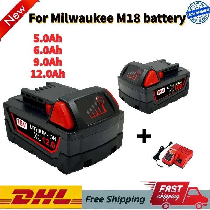 Lithium 18V Original 12Ah Rechargeable For Milwaukee M18 XC Power Tool M18b2 M18b4 M18b5 Battery B2 I.1382722593