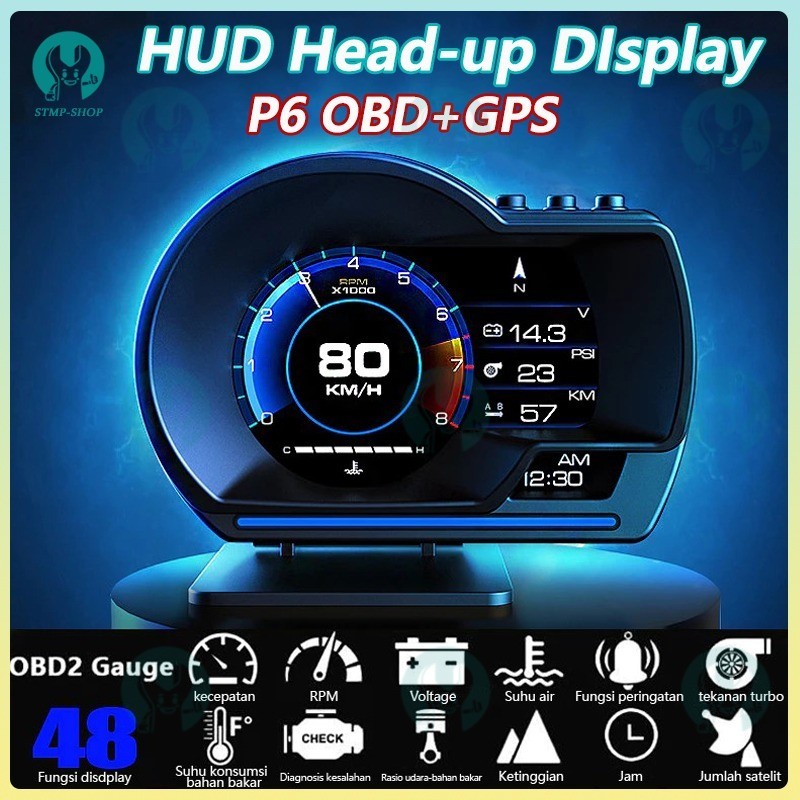 In Stock P6 OBD+GPS Dual System Head Up Display Car HUD Gauge Digital ...