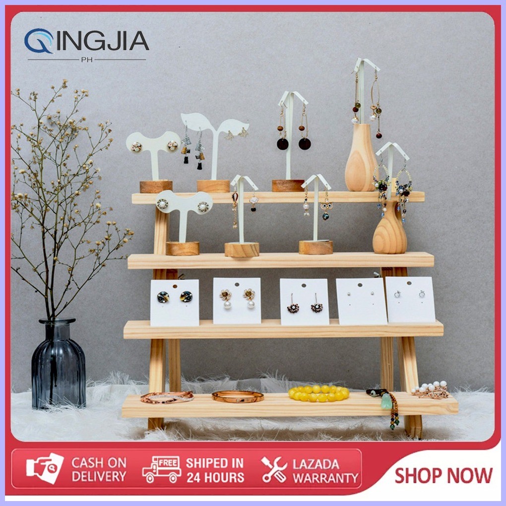 4-layer ladder display storage rack indoor and outdoor solid wood plant ...
