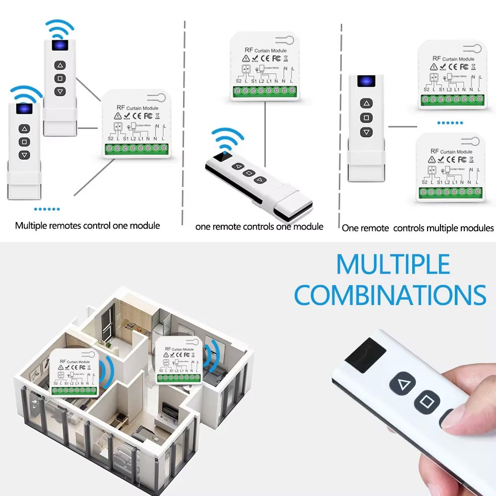 RF433Mhz Wireless Roller Shutter Motor Blind Switch Remote Control ...