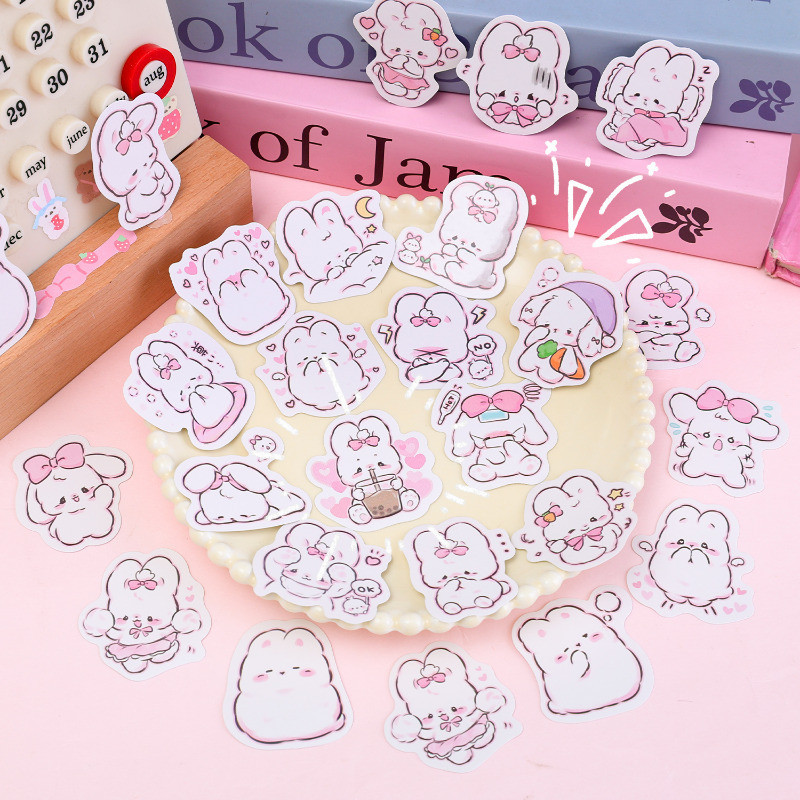 Cute Pink Rabbit Pasters - Decals For Laptop Scrapbook Suitcase ...