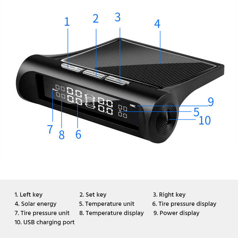 Universal TPMS Digital LCD Display Tire Diagnostic Kit With 4 External ...