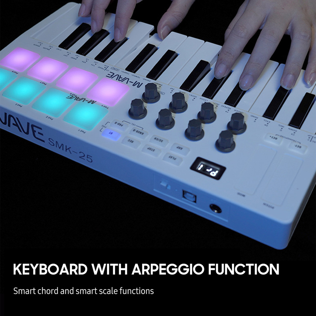M-Vave 25-Key MIDI Controller Piano Mini Portable USB & RGB Backlit ...