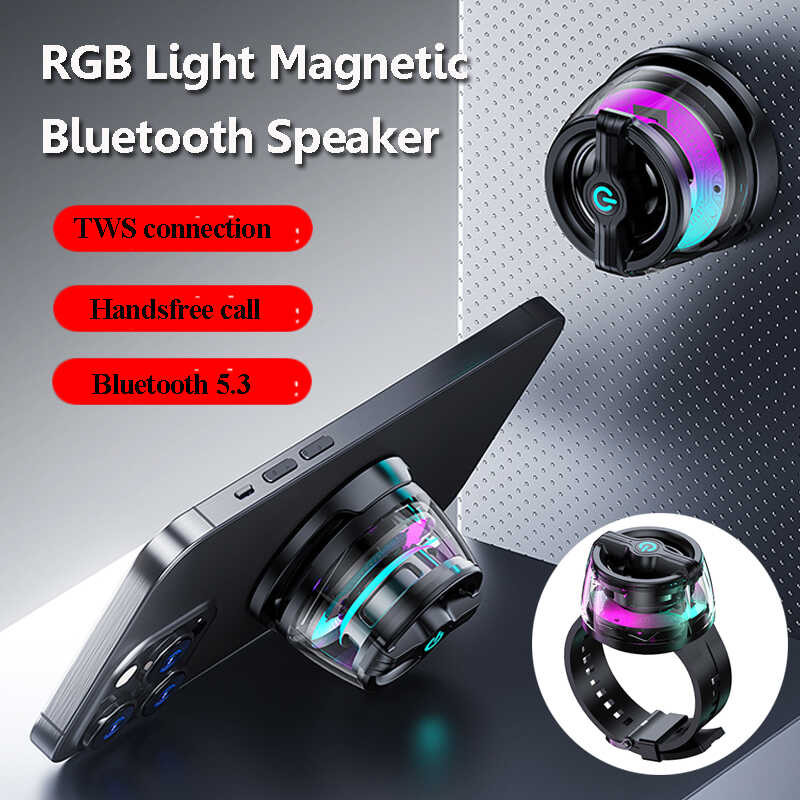 Mini Outdoor Magnetic Speaker RGB Light Wearable Bluetooth Subwoofer ...