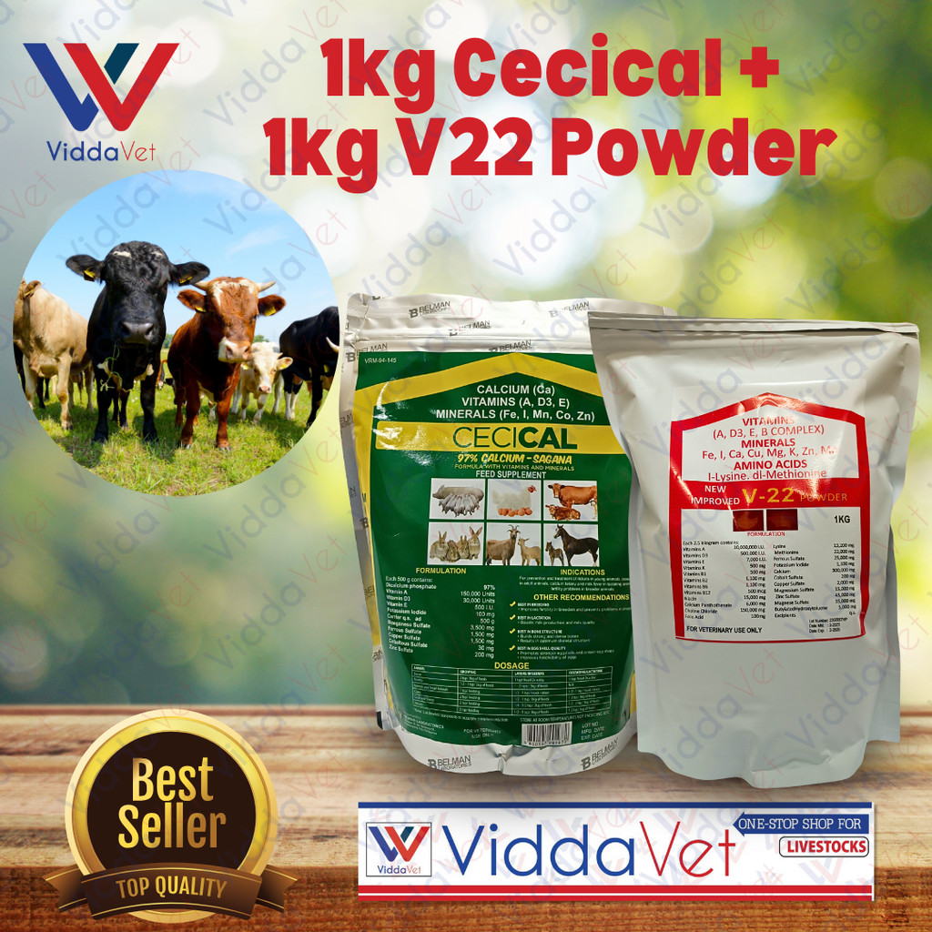 Viddavet 1kg Cecical Powder+1kg V22 Powder 1kg cecical vitamins 1kg V22 ...