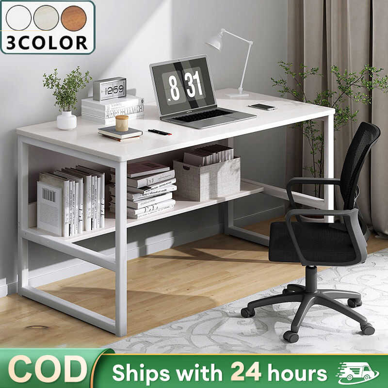 Study Table With Rack Double Layer Computer 80/100/120 CM Writing Desk ...