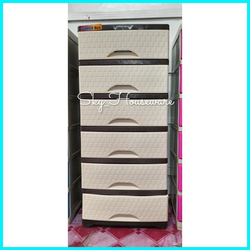 DRAWER RATTAN 6 LAYER UNI-LUCKY POWER BOX RATTAN #398-6L | Shopee ...