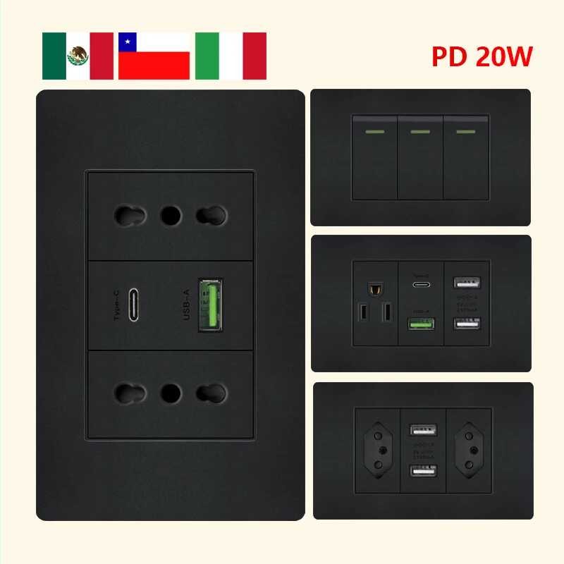 Italy Chile Mexico Outlet Na May USB Smart TypeC 20W Fast Charging