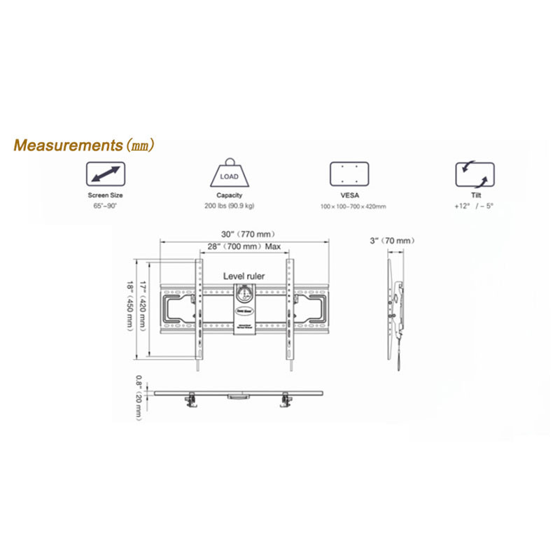 TV Rack Mount Height Adjustable LED TV Rack Mount Cold Rolled Steel