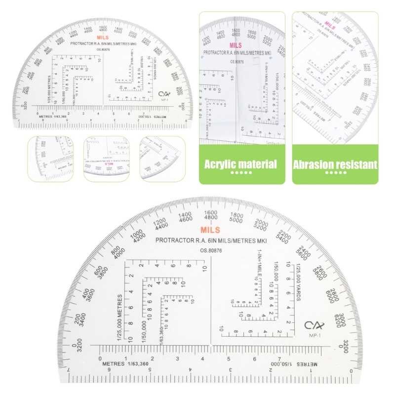 Coordinate f Scale and Semicircle Protractor Angles Measurements Map ...