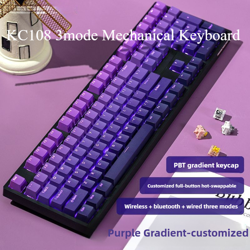 MATHEW KC108 3 Mode Connect Gradient Mechanical Keyboard RGB Light ...