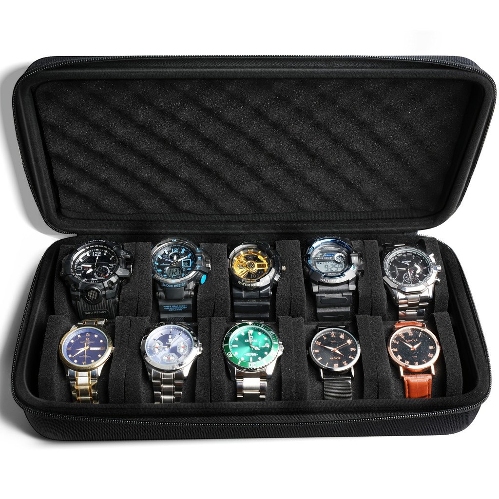 10 Slots Hard Shell Watch Storage Box, Carry Case, Display Organizer ...