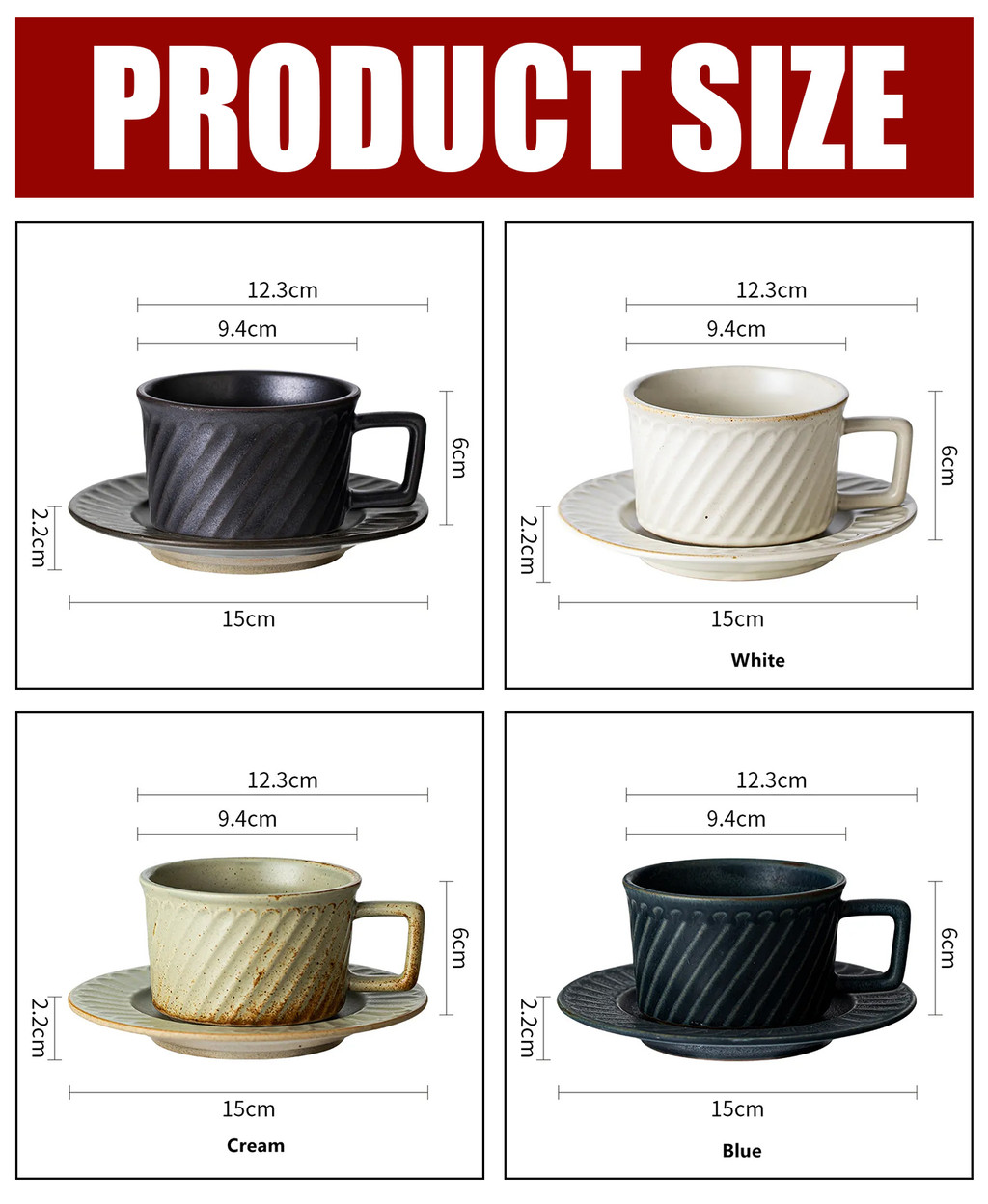 Keep Home 250ml Retro European Style Ceramic Tea Cup and Saucer ...