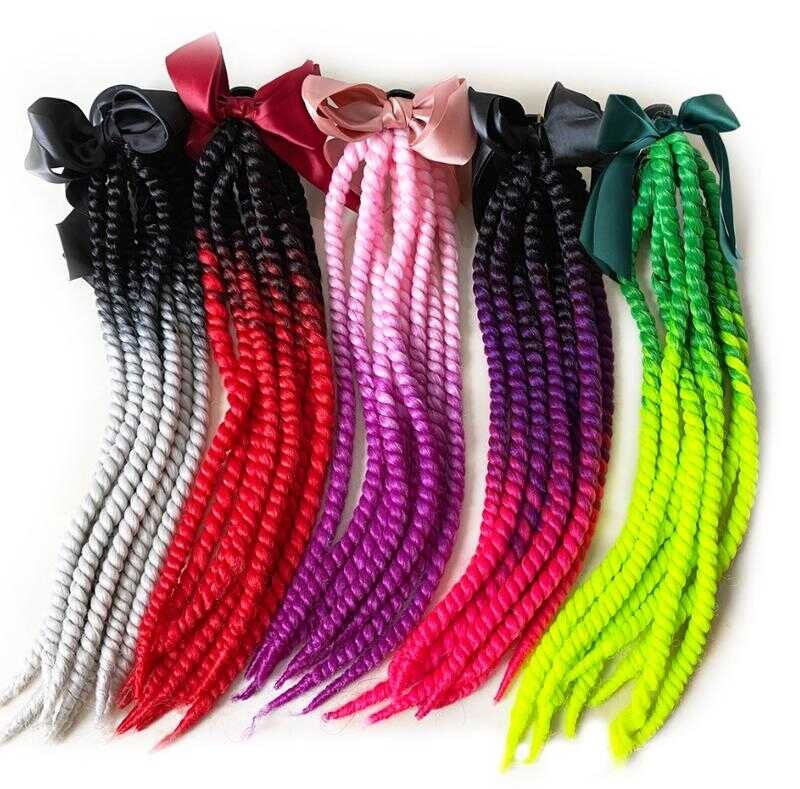 Multicolor Helmet Braid Gradient Ramp Ponytail Hair with Ribbon for ...