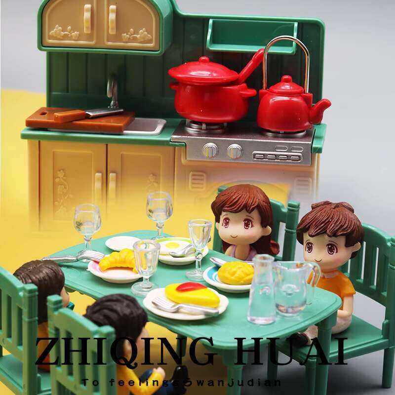 Mini home toy simulation kitchen series tables, chairs, table ware ...