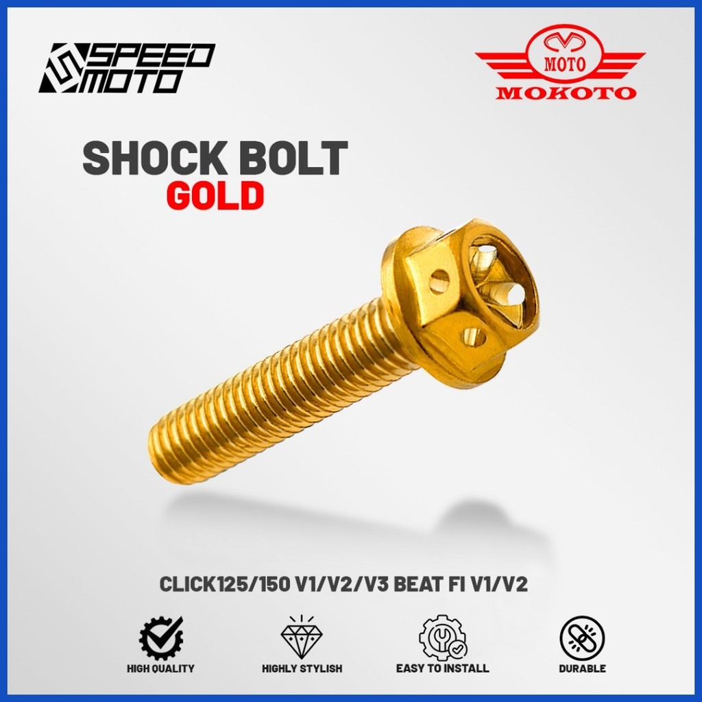 HONDA CLICK V1 V2 V3 BEAT FI V1 V2 REAR SHOCK GOLD PLATED BOLT FOR ...