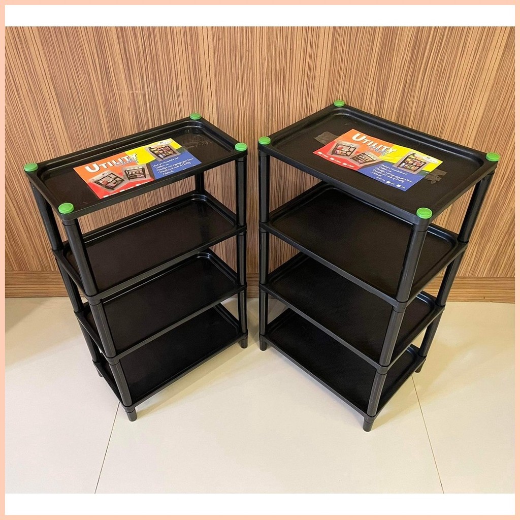 ☢ Plastic FLAT SHELF(182) 2-3-4 Layer Storage Organizer Utility Rack ...