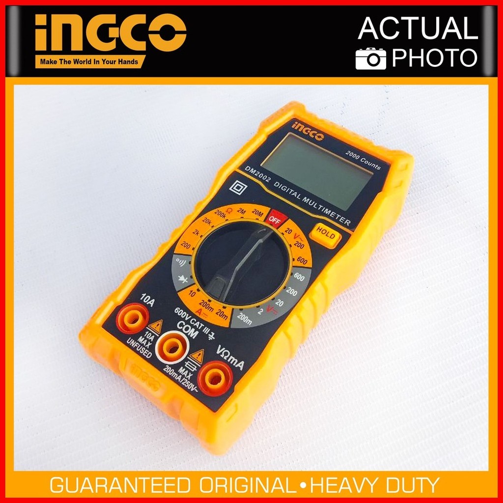 Ingco DM2002 Digital Multimeter Tester Electrical Test Tool CAT.III ...