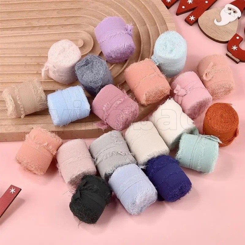 3rolls Chiffon Ribbons 15Meters Frayed Ribbon Chiffon Silk Ribbon ...