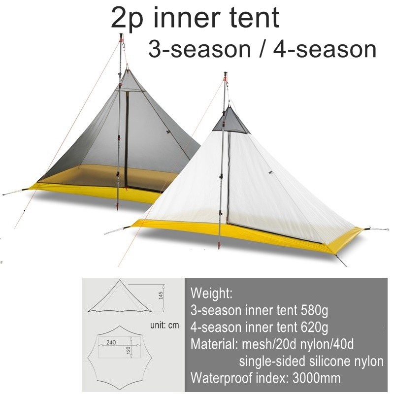 [HODR] KNOT GEAR Inner Tent 1/2/4-person 145cm Ultralight Pyramid 1.45m ...