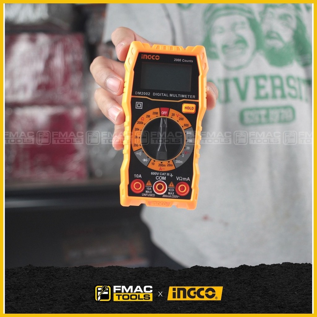 INGCO SUPER SELECT Digital Multimeter Tester CAT.III 600V IPT DM2002 ...