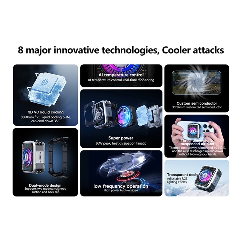 RedMagic 5 Pro Cooler Magnetic 36W Power 3D VC Liquid Cooling AI ...