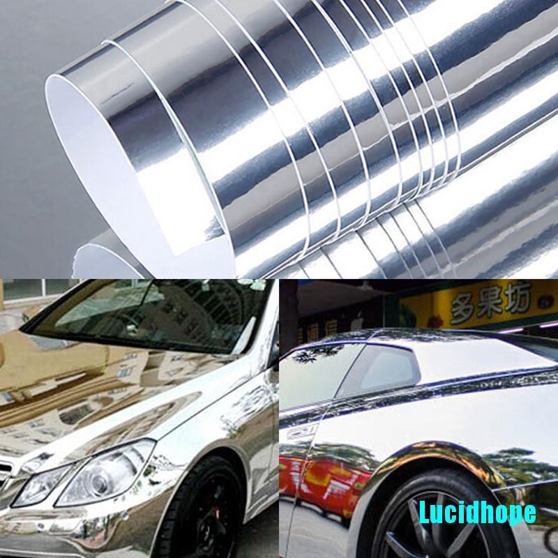 in stock [Lucidhope] Car silver glossy mirror stretchable chrome vinyl ...