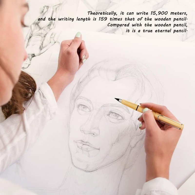Inkless Pencil with Eraser / Reusable Infinite Pencil / Writing Sketch ...