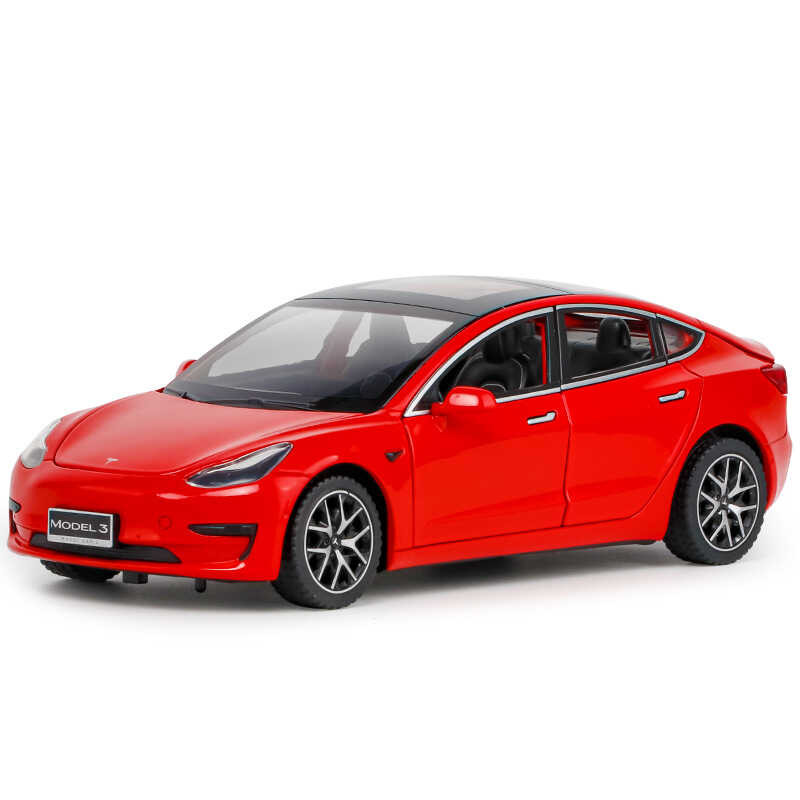 1/24 Simulation Tesla Model3 Model Sound Light Alloy Pull Back Car