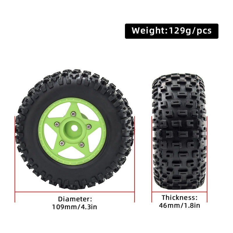 Voor 1/10 RC Short Course Truck Banden Voor Voor SENTON Voor TRAXXAS Voor Slash 12mm 14mm 17mm Hex RC Truck Banden (Zwart