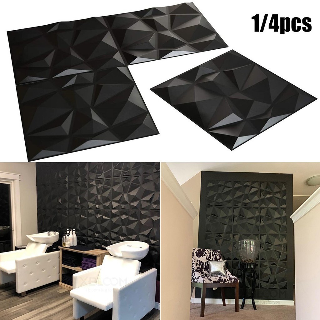 in stock Wall Panel 30cm 3D Decorative Decorative Interior Matte Black ...