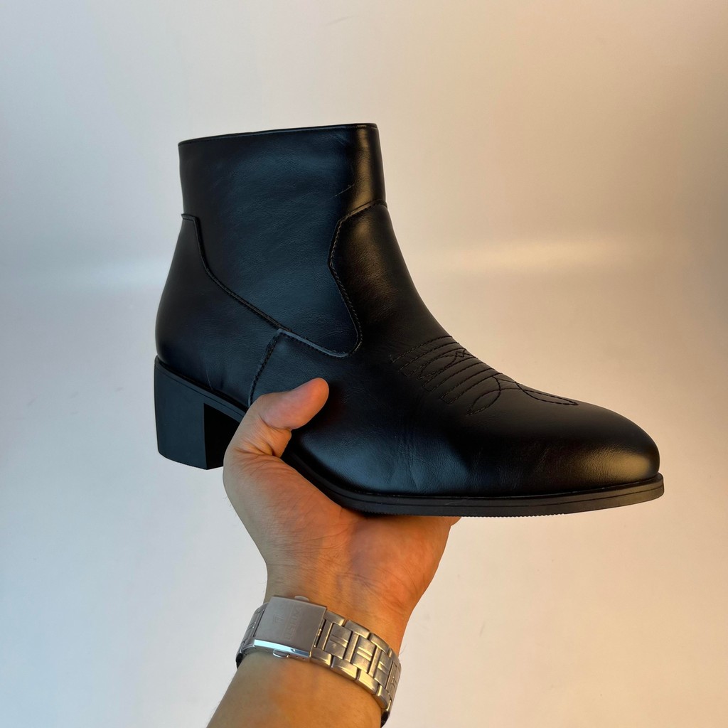thumbnail image 2 of Chelsea Boots Men Business Ankle Boots Genuine Leather High Quality Comfortable Black Wedding Formal Dress Shoes 2 of 13