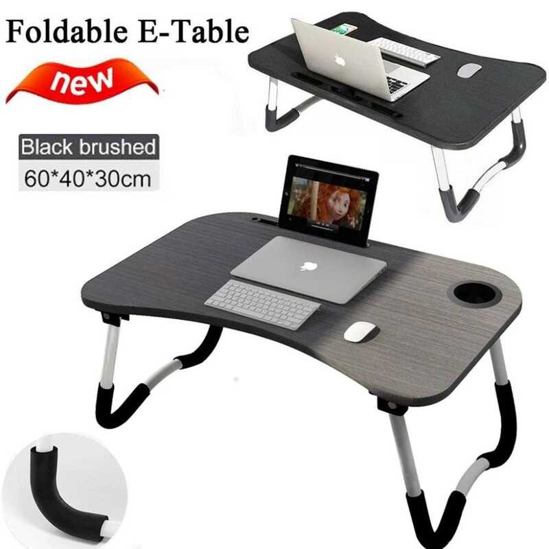 CHB 60×40×28Cm Foldable Wooden Computer Bed Table Laptop Office Desk ...